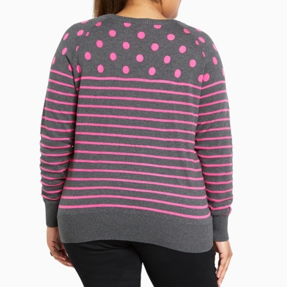 TORRID 00 10 Sweater Long Sleeve Pink Gray NEW - Picture 2 of 3